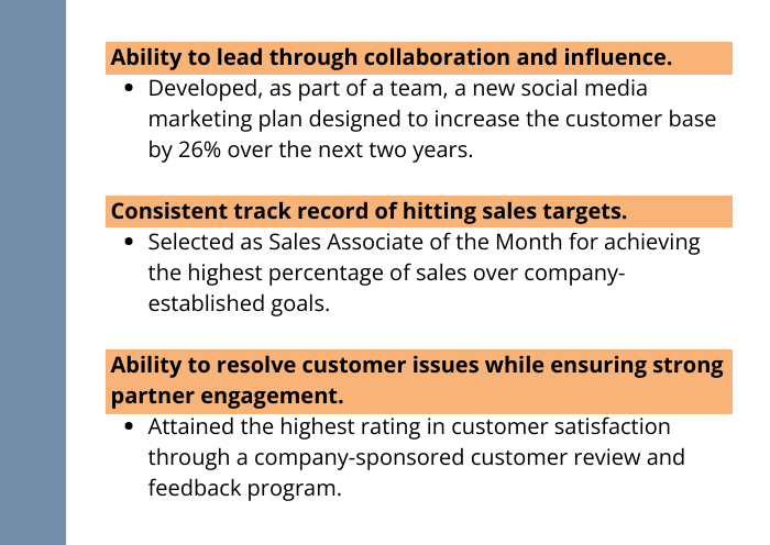 Address each selection criteria